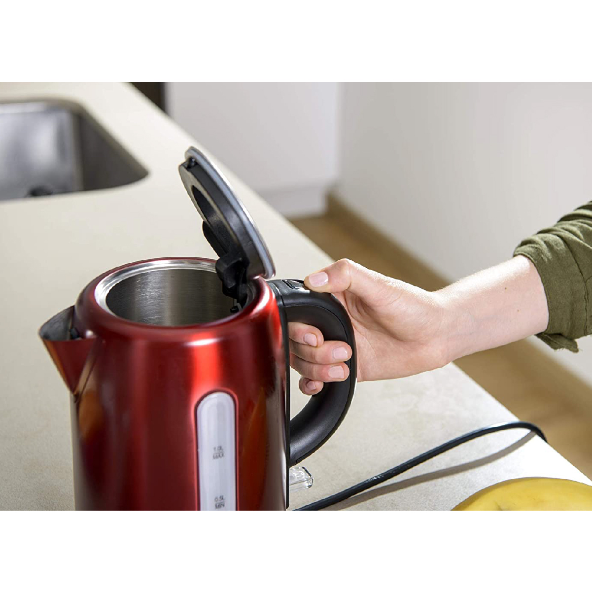 Solac Stillo Kettle, 1L, Compact, Metallic Red, SL5857